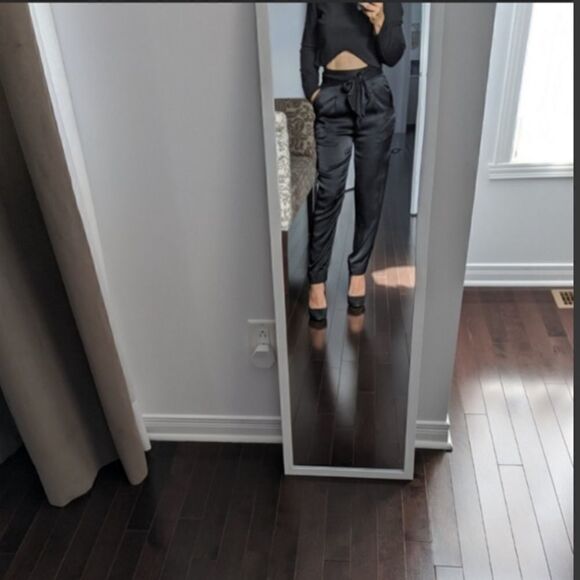 Anthropologie Ett Twa satin tie waist belted pant Size 0 - Picture 4 of 12